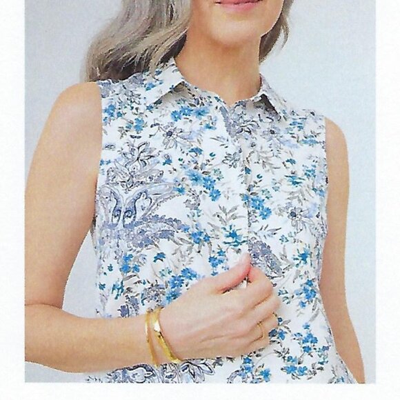 NEW CLEO Sleeveless Floral Paisley Collared Blouse - Picture 9 of 9